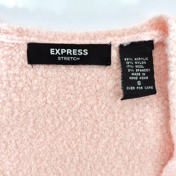 Express | Soft Pink Wool-Blend V-Neck Stretch Cozy Sweater - Women’s Small - Picture 7 of 11